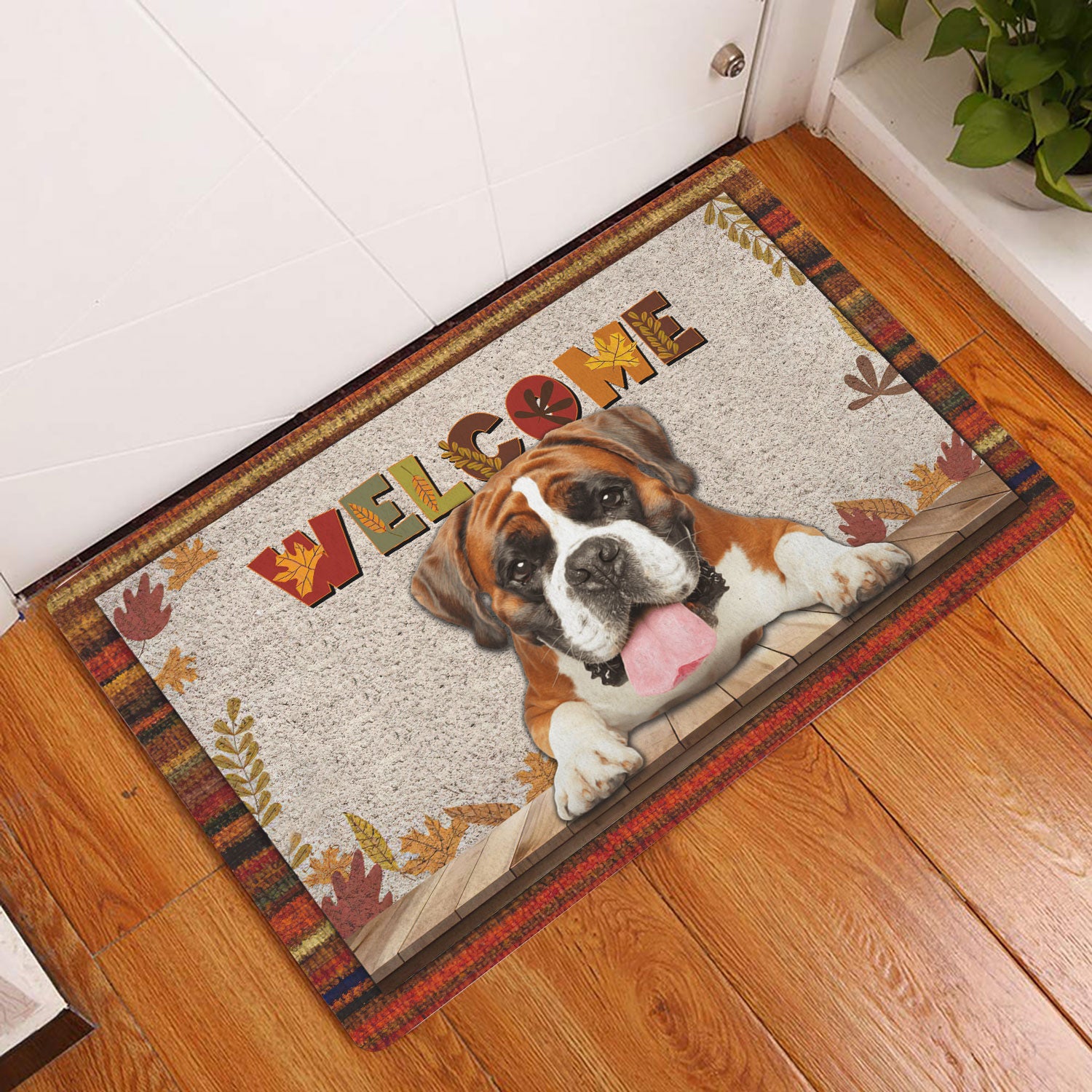 Ohaprints-Doormat-Outdoor-Indoor-Boxer-Dog-Welcome-Fall-Autumn-Pumpkin-Spice-Maple-Leaf-Rubber-Door-Mat-1697-