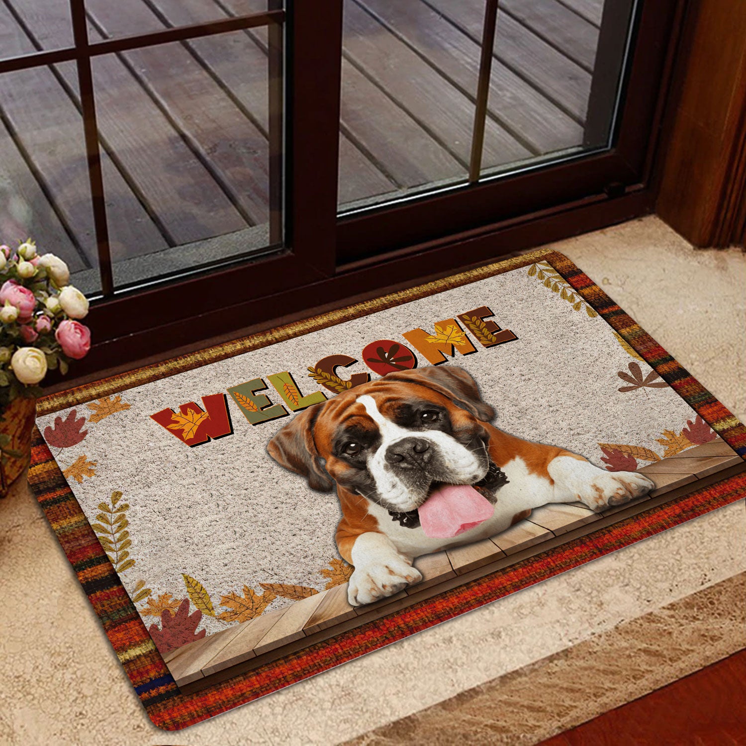 Ohaprints-Doormat-Outdoor-Indoor-Boxer-Dog-Welcome-Fall-Autumn-Pumpkin-Spice-Maple-Leaf-Rubber-Door-Mat-1697-