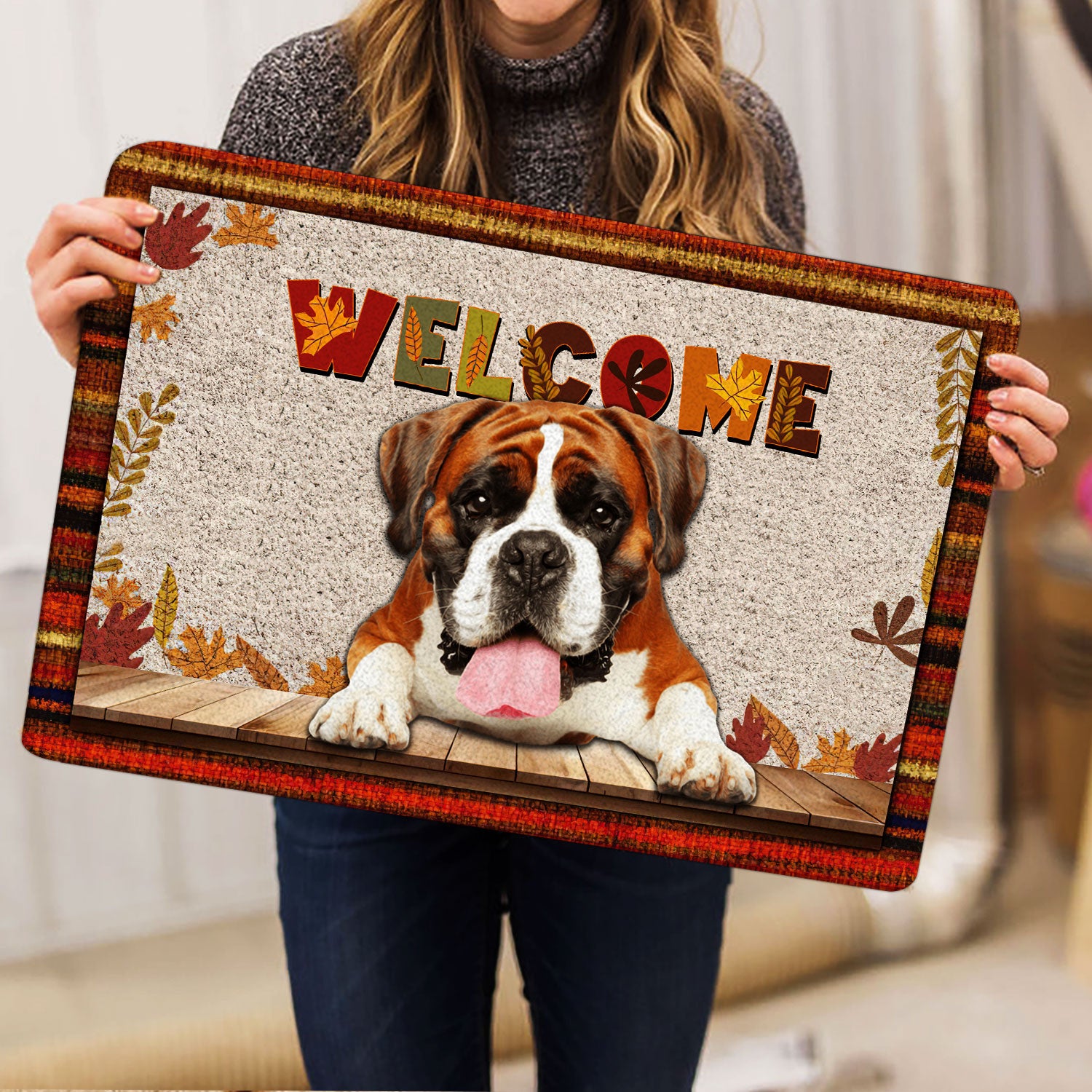 Ohaprints-Doormat-Outdoor-Indoor-Boxer-Dog-Welcome-Fall-Autumn-Pumpkin-Spice-Maple-Leaf-Rubber-Door-Mat-1697-