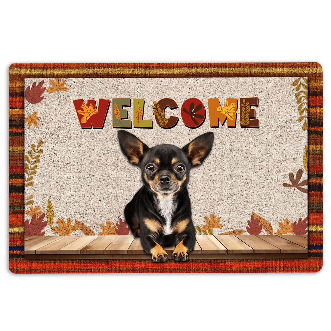 Ohaprints-Doormat-Outdoor-Indoor-Chihuahua-Dog-Welcome-Fall-Autumn-Pumpkin-Spice-Maple-Leaf-Rubber-Door-Mat-1698-18'' x 30''