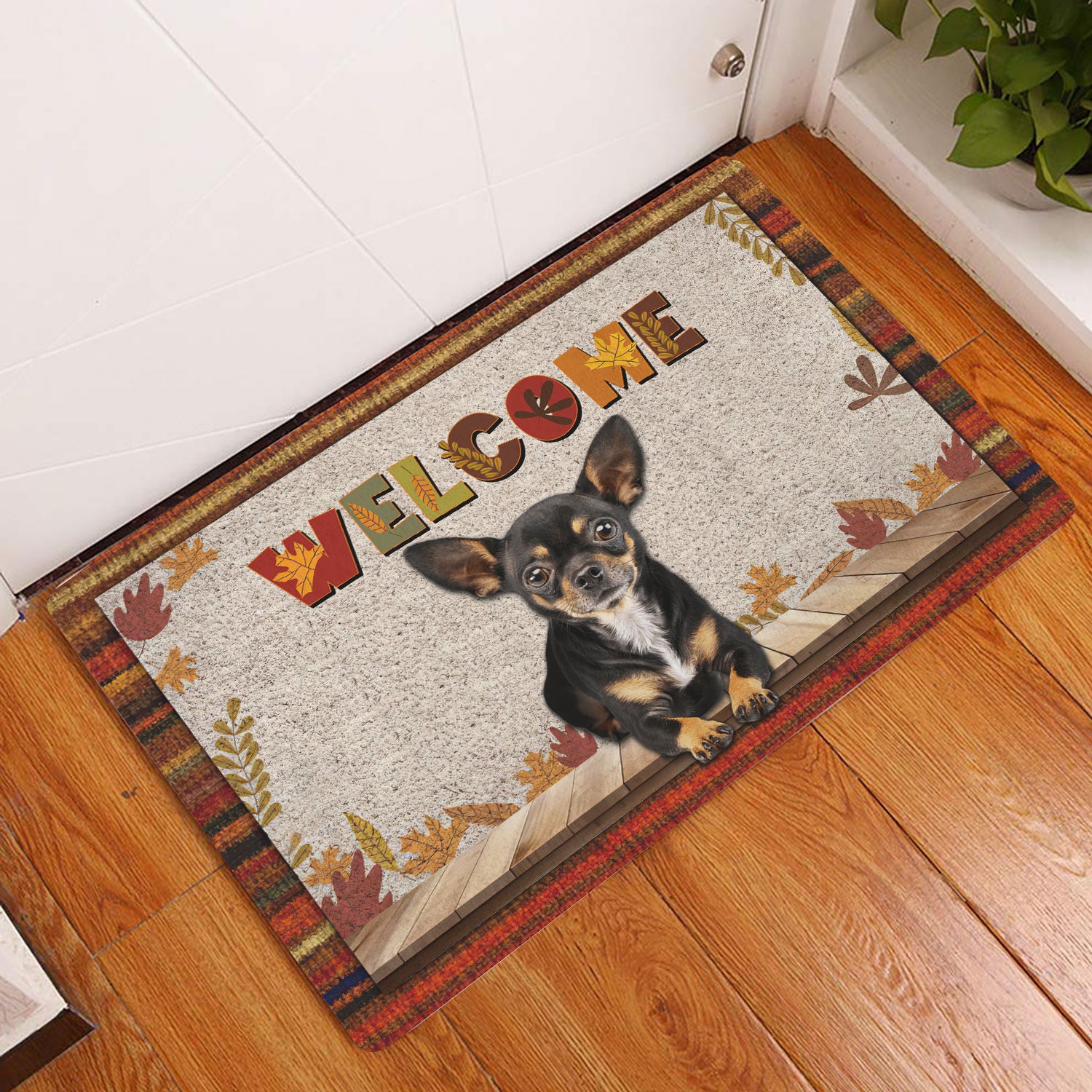 Ohaprints-Doormat-Outdoor-Indoor-Chihuahua-Dog-Welcome-Fall-Autumn-Pumpkin-Spice-Maple-Leaf-Rubber-Door-Mat-1698-