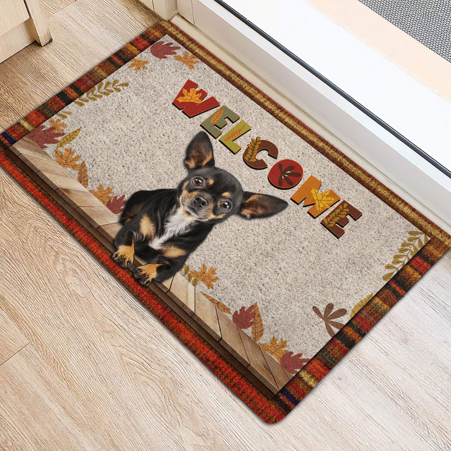 Ohaprints-Doormat-Outdoor-Indoor-Chihuahua-Dog-Welcome-Fall-Autumn-Pumpkin-Spice-Maple-Leaf-Rubber-Door-Mat-1698-