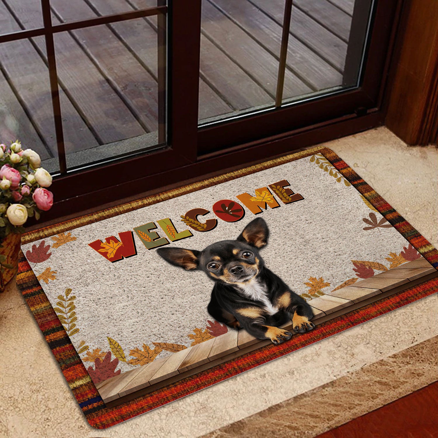 Ohaprints-Doormat-Outdoor-Indoor-Chihuahua-Dog-Welcome-Fall-Autumn-Pumpkin-Spice-Maple-Leaf-Rubber-Door-Mat-1698-