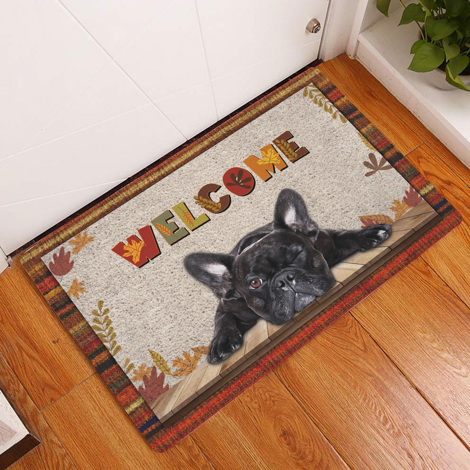 Ohaprints-Doormat-Outdoor-Indoor-French-Bulldog-Dog-Welcome-Fall-Autumn-Pumpkin-Spice-Maple-Leaf-Rubber-Door-Mat-1705-