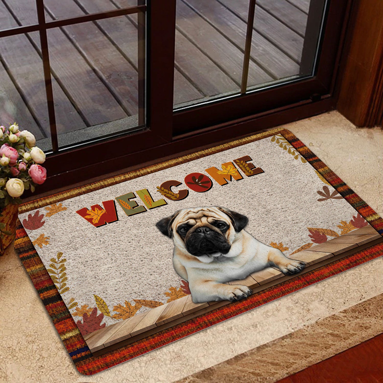 Ohaprints-Doormat-Outdoor-Indoor-Pug-Dog-Welcome-Fall-Autumn-Pumpkin-Spice-Maple-Leaf-Rubber-Door-Mat-1711-