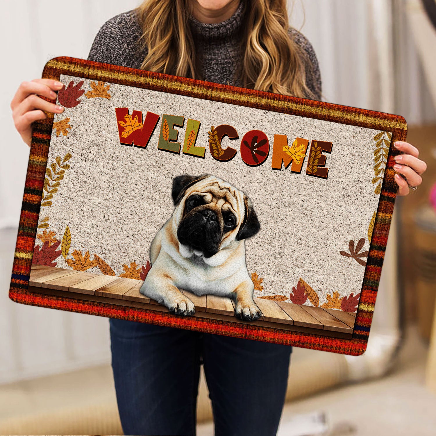 Ohaprints-Doormat-Outdoor-Indoor-Pug-Dog-Welcome-Fall-Autumn-Pumpkin-Spice-Maple-Leaf-Rubber-Door-Mat-1711-