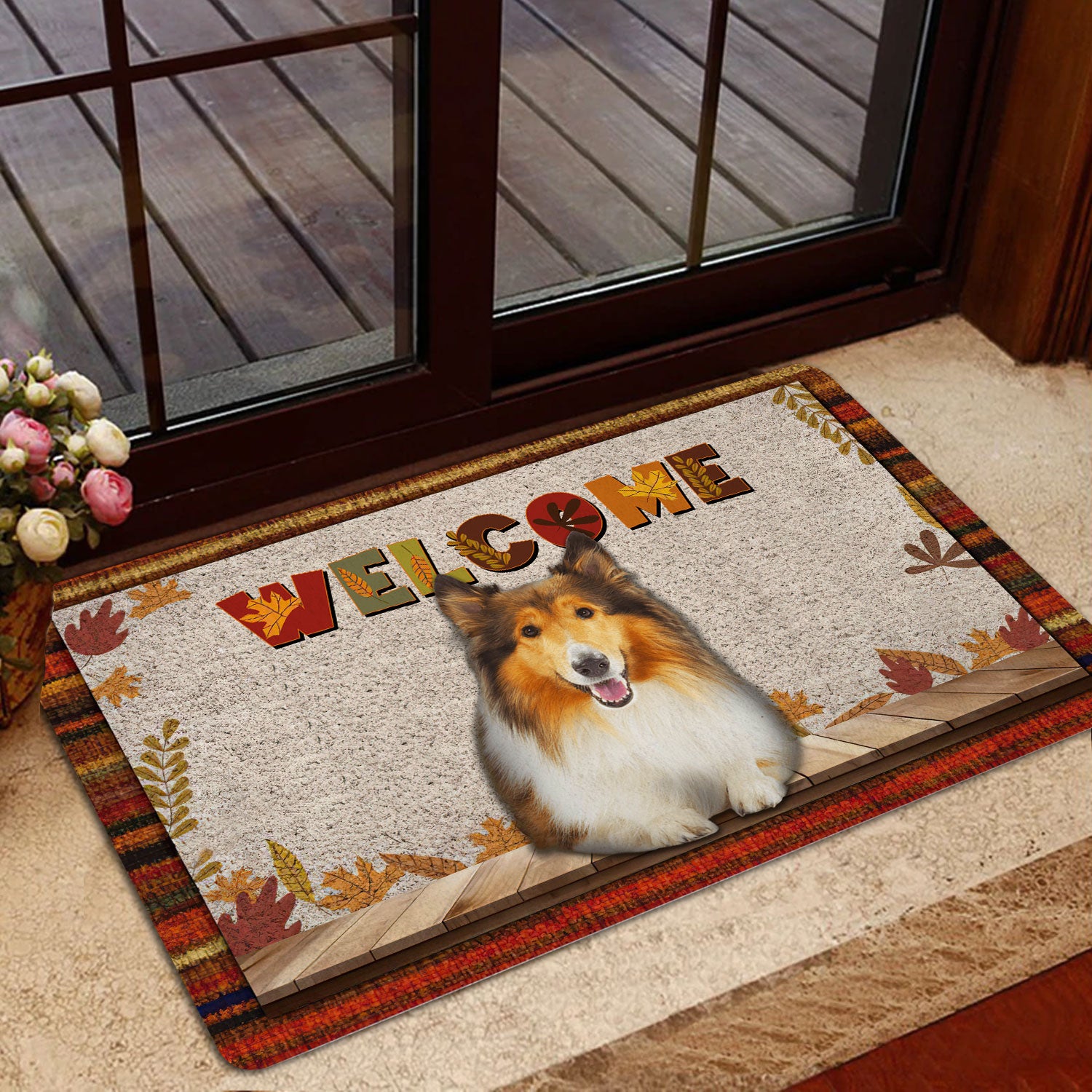 Ohaprints-Doormat-Outdoor-Indoor-Rough-Collie-Dog-Welcome-Fall-Autumn-Pumpkin-Spice-Maple-Leaf-Rubber-Door-Mat-1713-