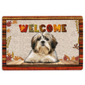 Ohaprints-Doormat-Outdoor-Indoor-Shih-Tzu-Shitzu-Dog-Welcome-Fall-Autumn-Pumpkin-Spice-Maple-Leaf-Rubber-Door-Mat-1715-18'' x 30''