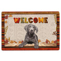 Ohaprints-Doormat-Outdoor-Indoor-Silver-Labrador-Dog-Welcome-Fall-Autumn-Pumpkin-Spice-Maple-Leaf-Rubber-Door-Mat-1716-18'' x 30''