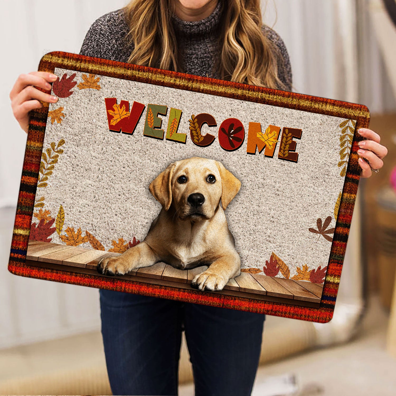 Ohaprints-Doormat-Outdoor-Indoor-Yellow-Labrador-Dog-Welcome-Fall-Autumn-Pumpkin-Spice-Maple-Leaf-Rubber-Door-Mat-1718-