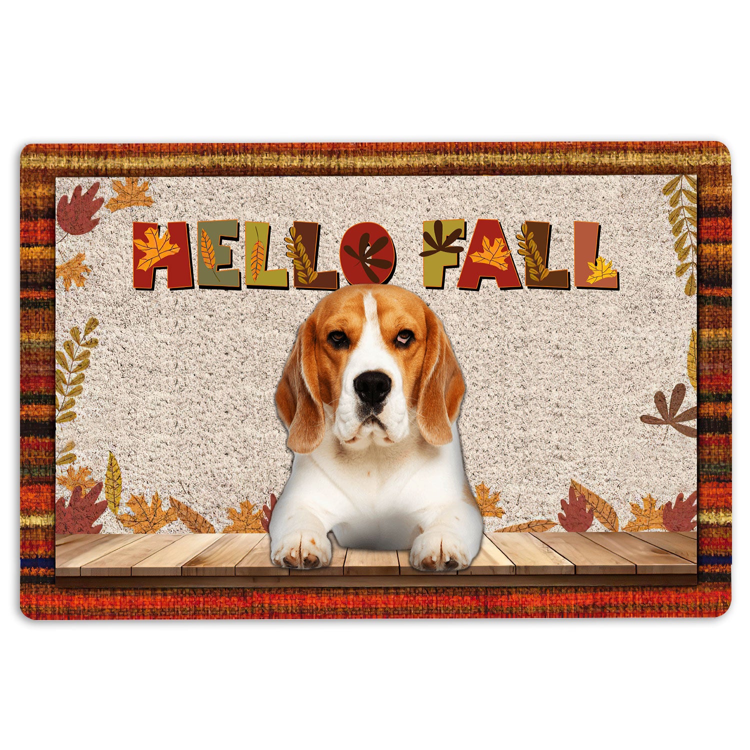 Ohaprints-Doormat-Outdoor-Indoor-Beagle-Dog-Hello-Fall-Pumpkin-Spice-Maple-Leaf-Autumn-Rubber-Door-Mat-1721-18'' x 30''