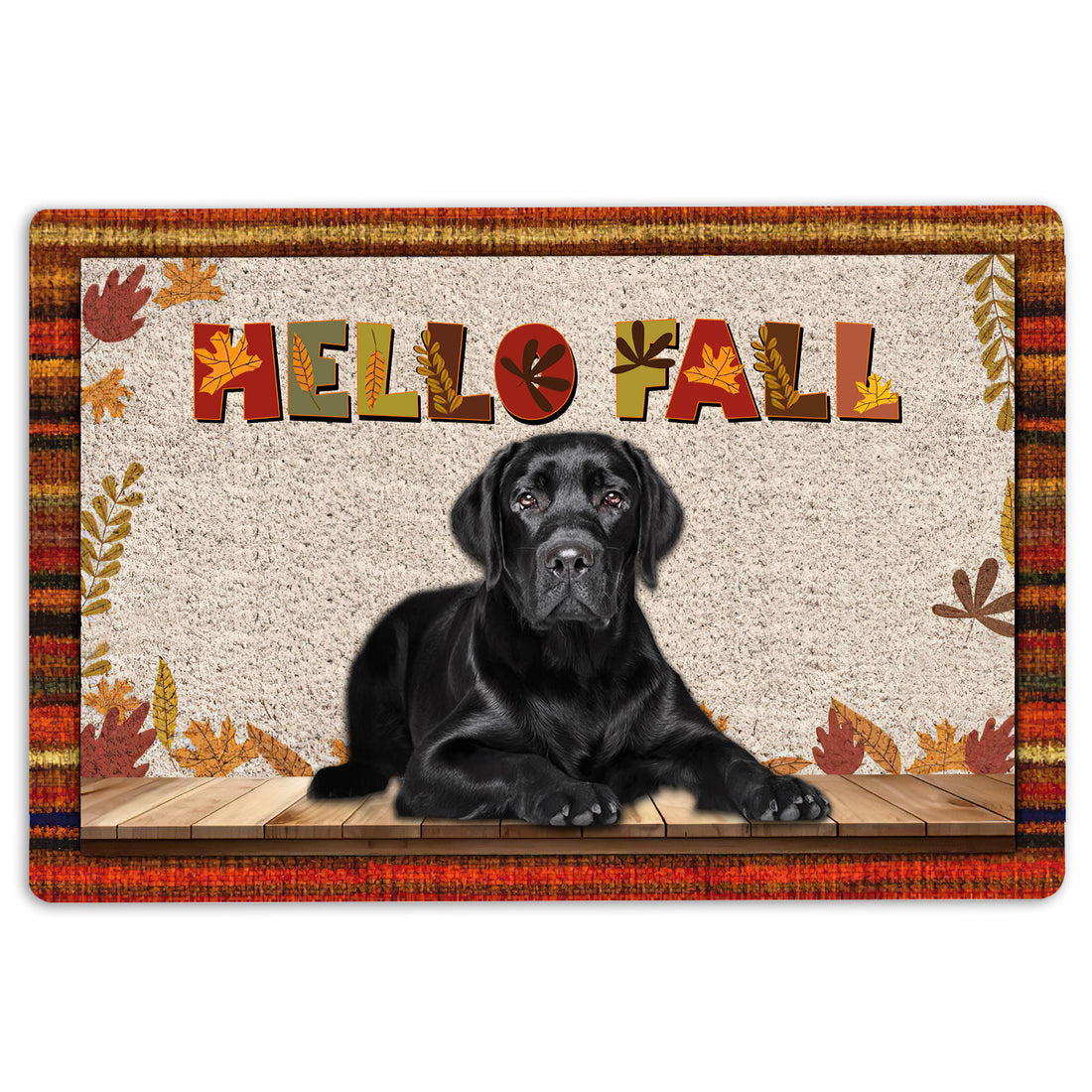 Ohaprints-Doormat-Outdoor-Indoor-Black-Labrador-Dog-Hello-Fall-Pumpkin-Spice-Maple-Leaf-Autumn-Rubber-Door-Mat-1723-18'' x 30''