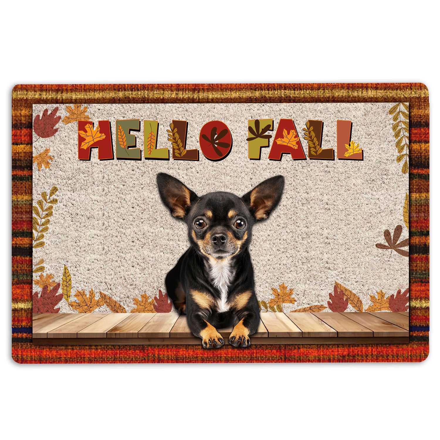 Ohaprints-Doormat-Outdoor-Indoor-Chihuahua-Dog-Hello-Fall-Pumpkin-Spice-Maple-Leaf-Autumn-Rubber-Door-Mat-1727-18'' x 30''