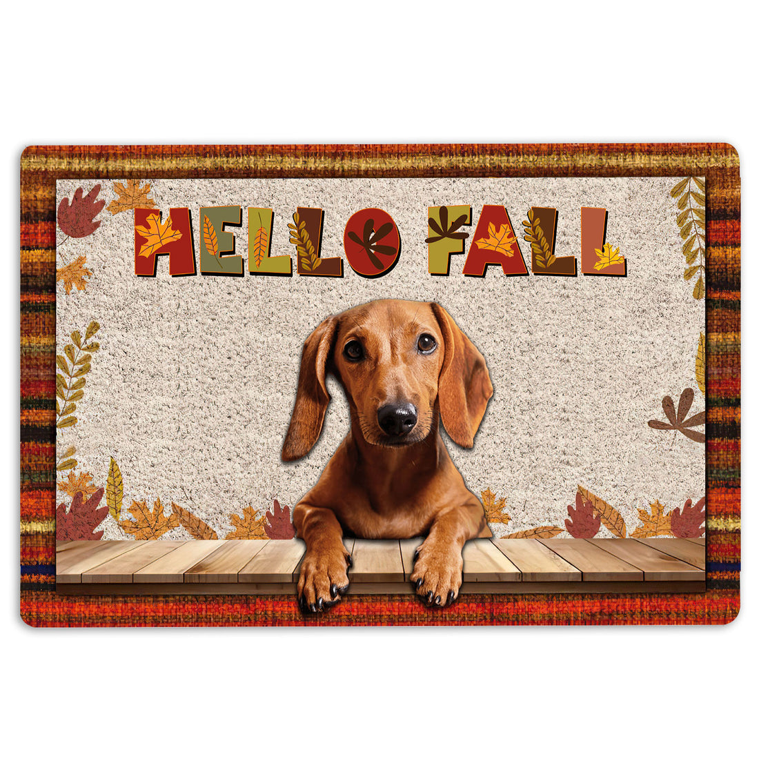 Ohaprints-Doormat-Outdoor-Indoor-Dachshund-Dog-Hello-Fall-Pumpkin-Spice-Maple-Leaf-Autumn-Rubber-Door-Mat-1729-18'' x 30''