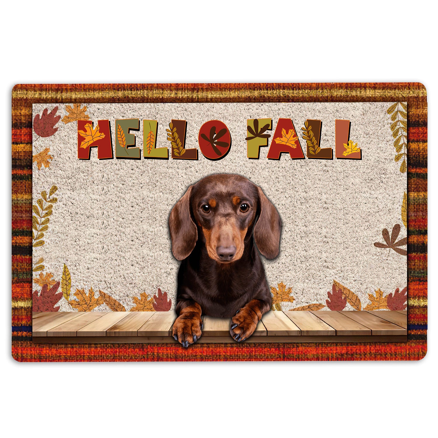 Ohaprints-Doormat-Outdoor-Indoor-Dachshund-Dog-Hello-Fall-Pumpkin-Spice-Maple-Leaf-Autumn-Rubber-Door-Mat-1730-18'' x 30''