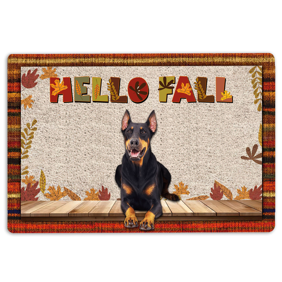 Ohaprints-Doormat-Outdoor-Indoor-Dobermann-Dog-Hello-Fall-Pumpkin-Spice-Maple-Leaf-Autumn-Rubber-Door-Mat-1732-18'' x 30''