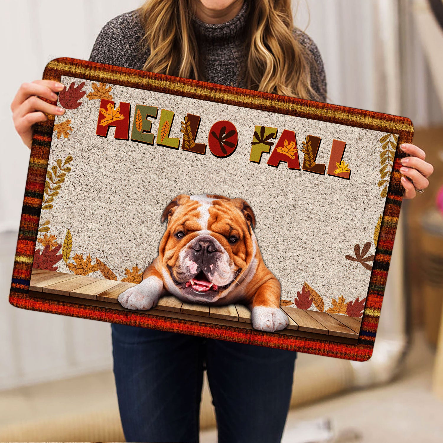 Ohaprints-Doormat-Outdoor-Indoor-English-Bulldog-Dog-Hello-Fall-Pumpkin-Spice-Maple-Leaf-Autumn-Rubber-Door-Mat-1733-