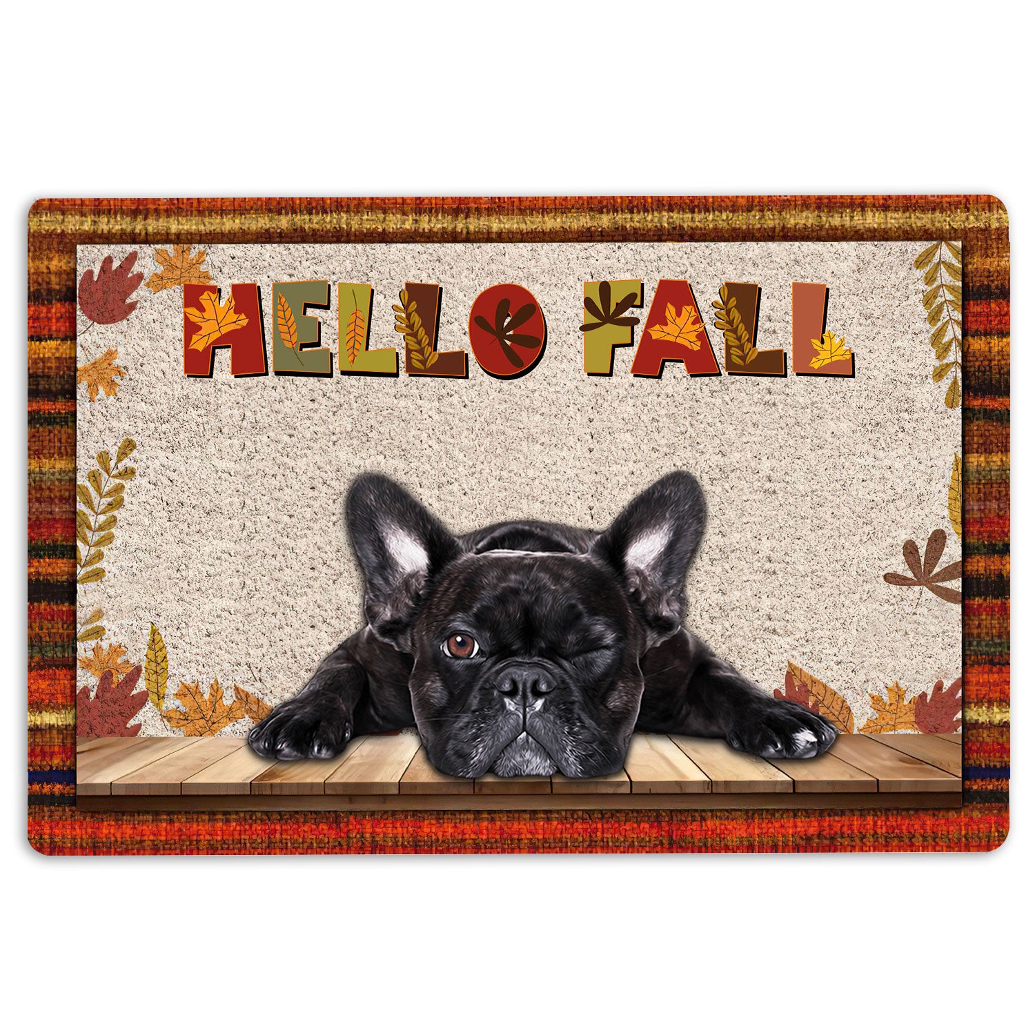 Ohaprints-Doormat-Outdoor-Indoor-French-Bulldog-Dog-Hello-Fall-Pumpkin-Spice-Maple-Leaf-Autumn-Rubber-Door-Mat-1734-18'' x 30''