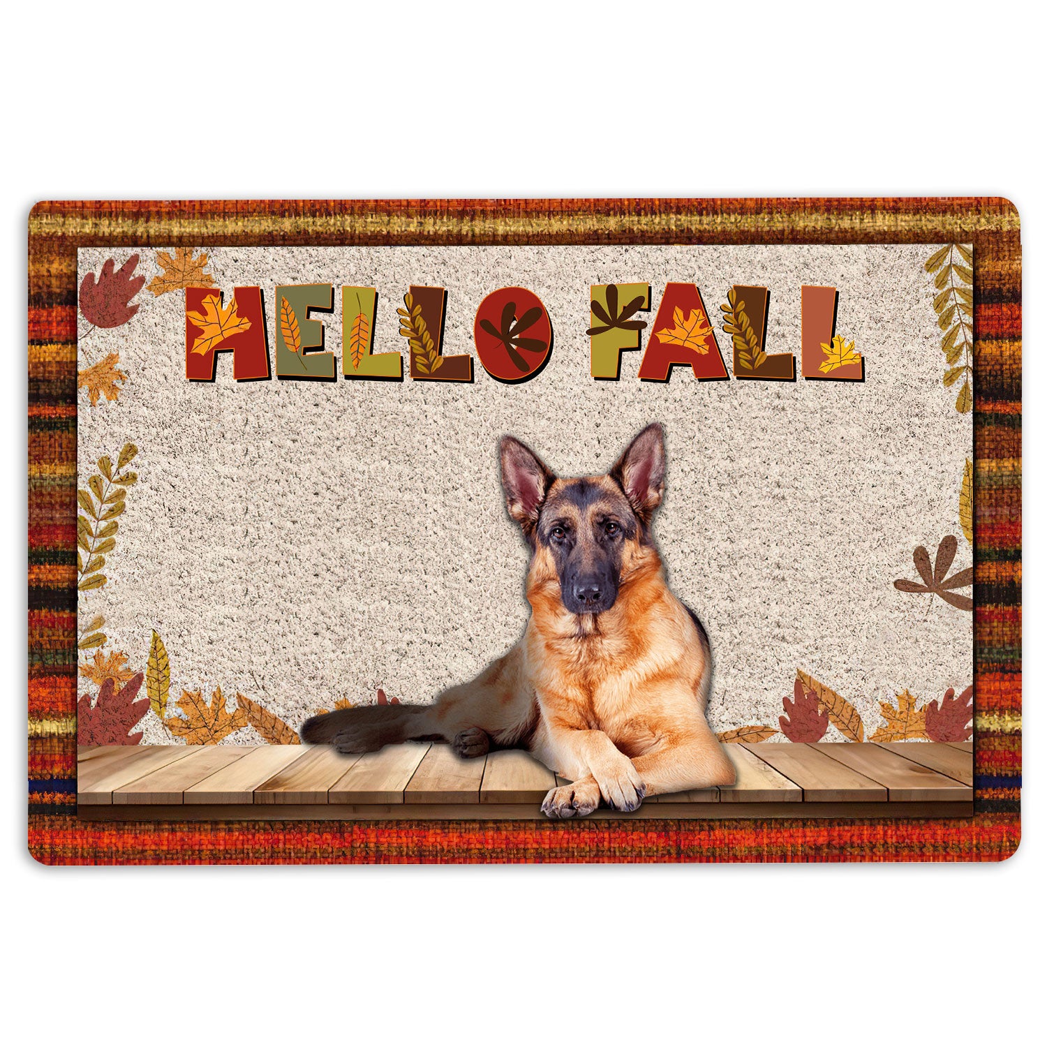 Ohaprints-Doormat-Outdoor-Indoor-German-Shepherd-Dog-Hello-Fall-Pumpkin-Spice-Maple-Leaf-Autumn-Rubber-Door-Mat-1735-18'' x 30''