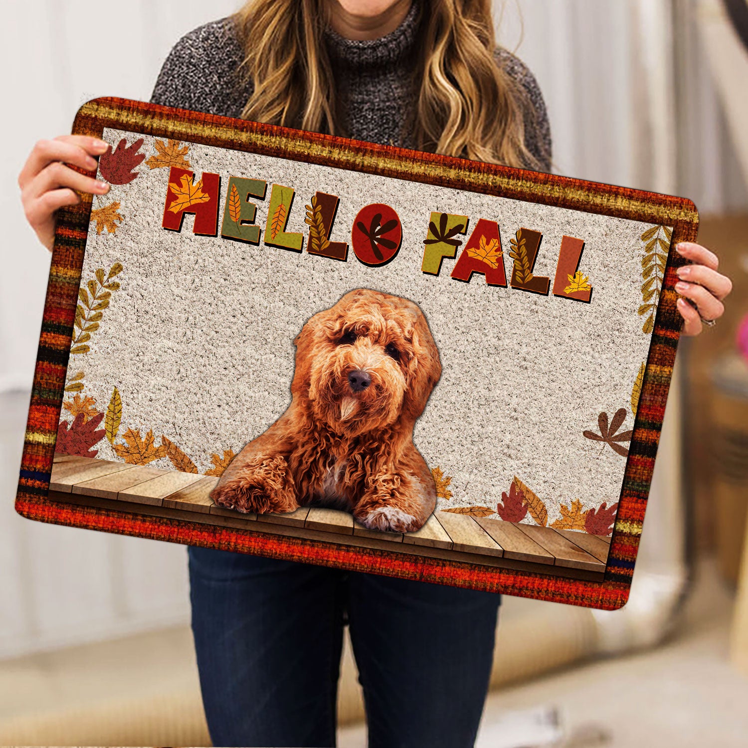 Ohaprints-Doormat-Outdoor-Indoor-Poodle-Dog-Hello-Fall-Pumpkin-Spice-Maple-Leaf-Autumn-Rubber-Door-Mat-1739-