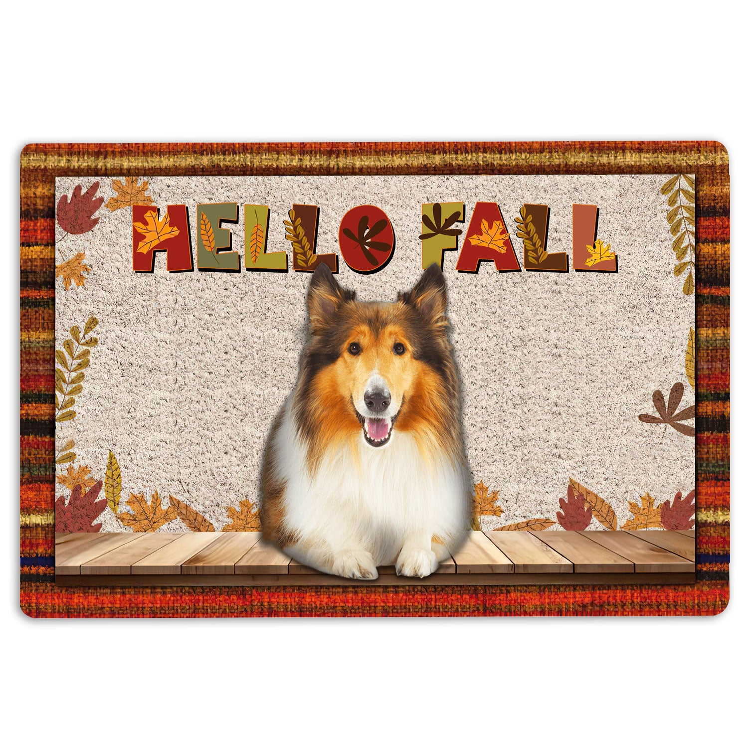 Ohaprints-Doormat-Outdoor-Indoor-Rough-Collie-Dog-Hello-Fall-Pumpkin-Spice-Maple-Leaf-Autumn-Rubber-Door-Mat-1742-18'' x 30''