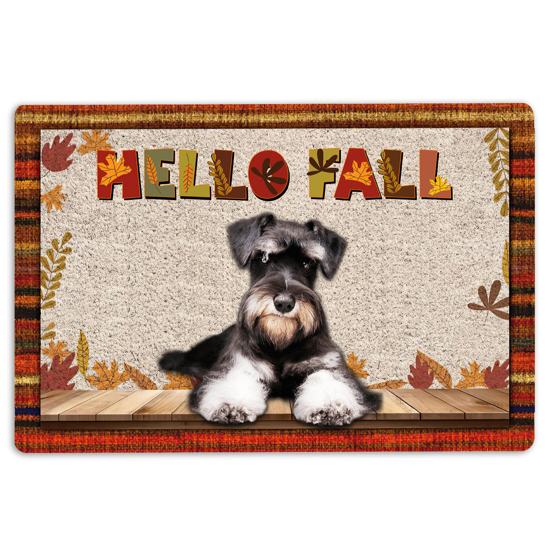 Ohaprints-Doormat-Outdoor-Indoor-Schnauzer-Dog-Hello-Fall-Pumpkin-Spice-Maple-Leaf-Autumn-Rubber-Door-Mat-1743-18'' x 30''