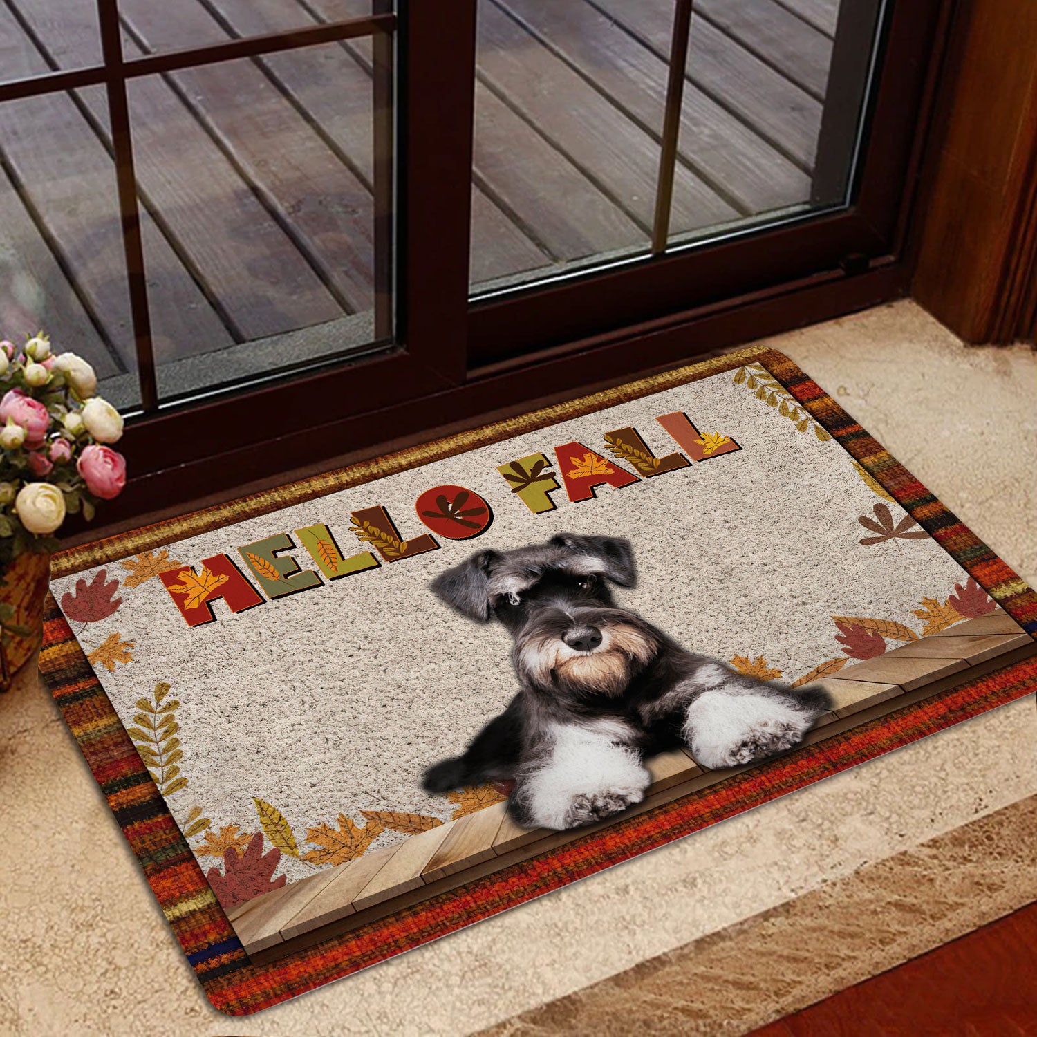 Ohaprints-Doormat-Outdoor-Indoor-Schnauzer-Dog-Hello-Fall-Pumpkin-Spice-Maple-Leaf-Autumn-Rubber-Door-Mat-1743-