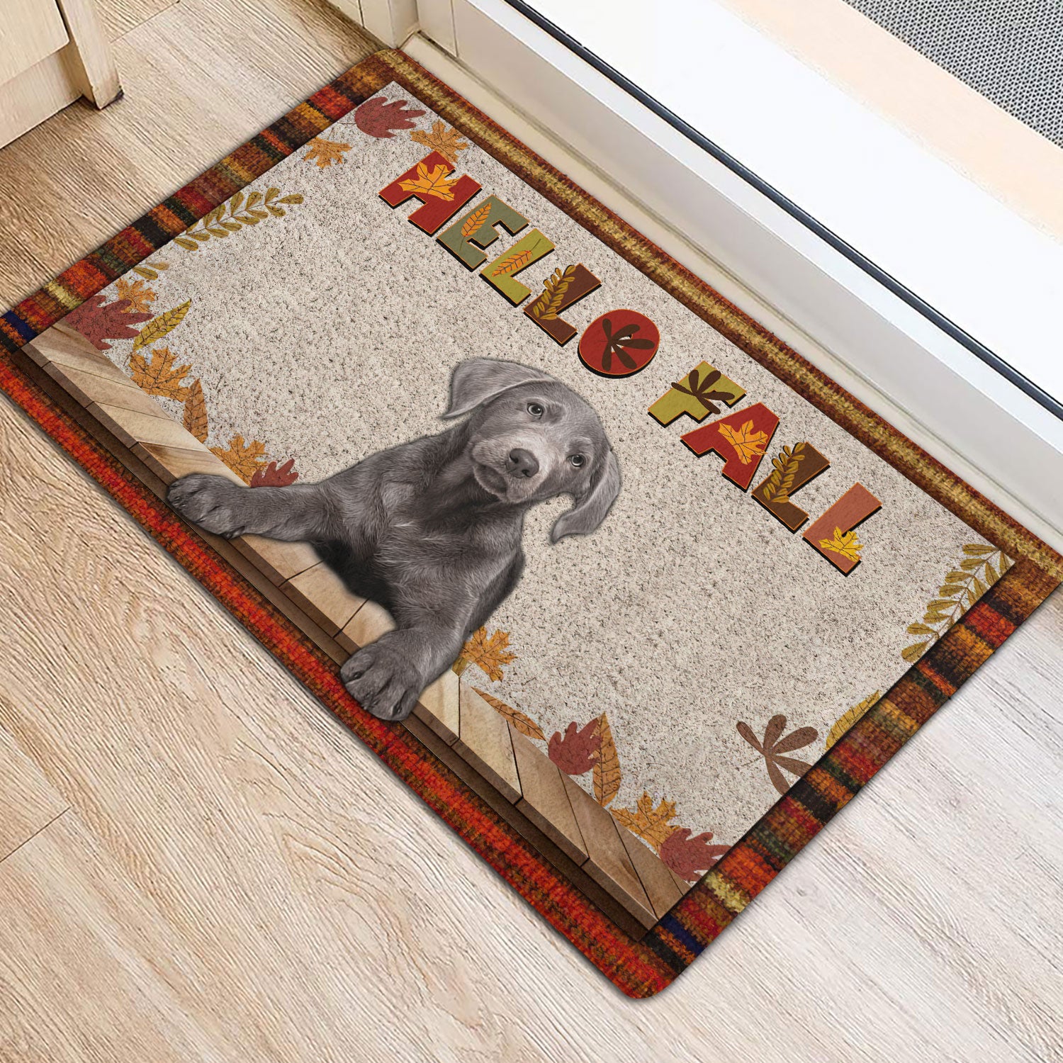 Ohaprints-Doormat-Outdoor-Indoor-Silver-Labrador-Dog-Hello-Fall-Pumpkin-Spice-Maple-Leaf-Autumn-Rubber-Door-Mat-1745-