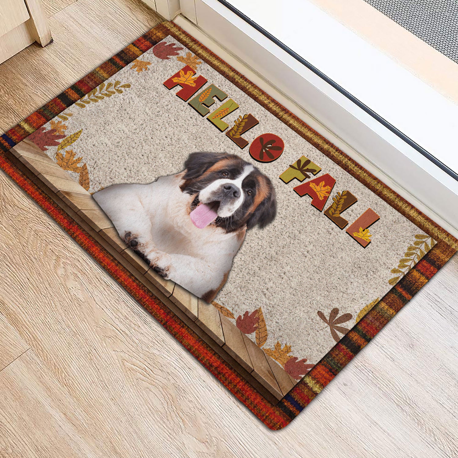 Ohaprints-Doormat-Outdoor-Indoor-Saint-Bernard-Dog-Hello-Fall-Pumpkin-Spice-Maple-Leaf-Autumn-Rubber-Door-Mat-1746-