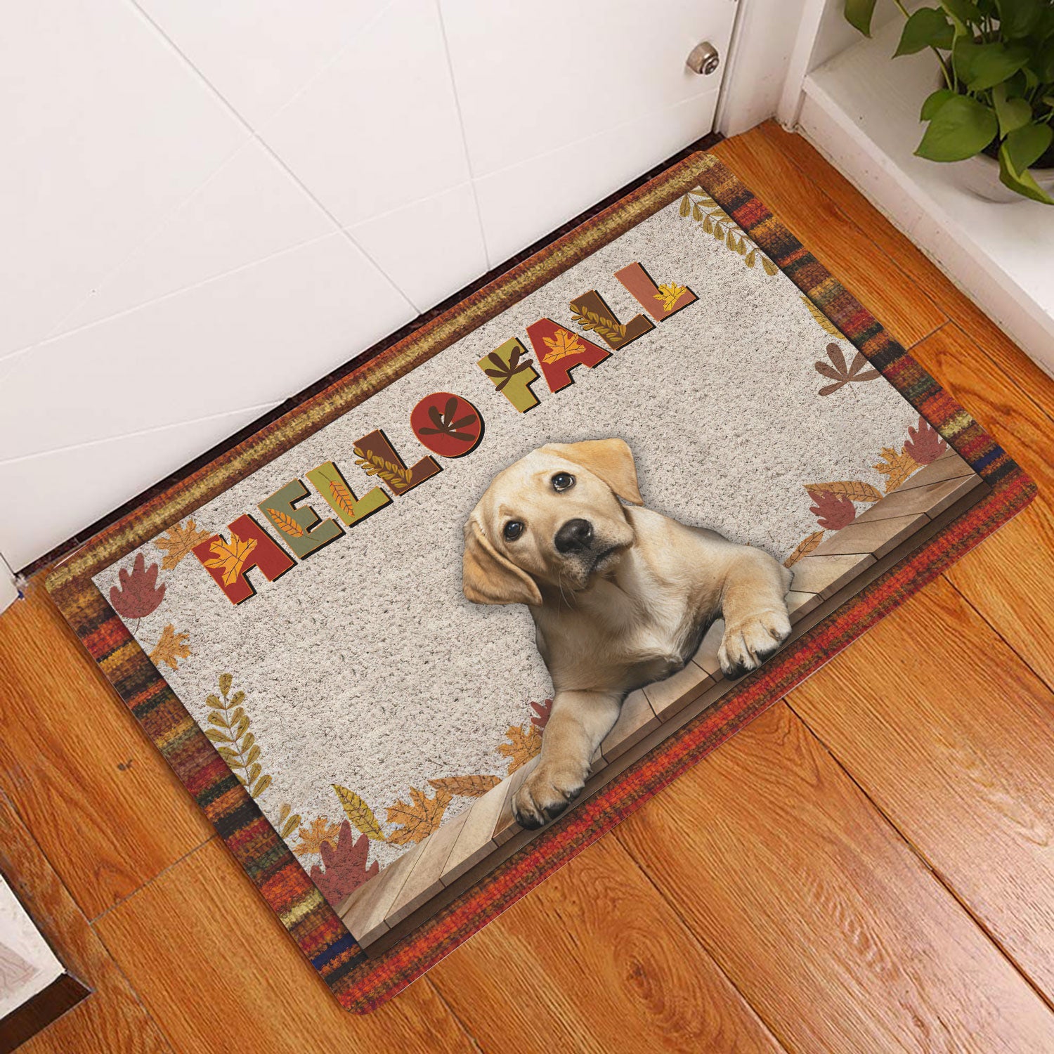 Ohaprints-Doormat-Outdoor-Indoor-Yellow-Labrador-Dog-Hello-Fall-Pumpkin-Spice-Maple-Leaf-Autumn-Rubber-Door-Mat-1747-