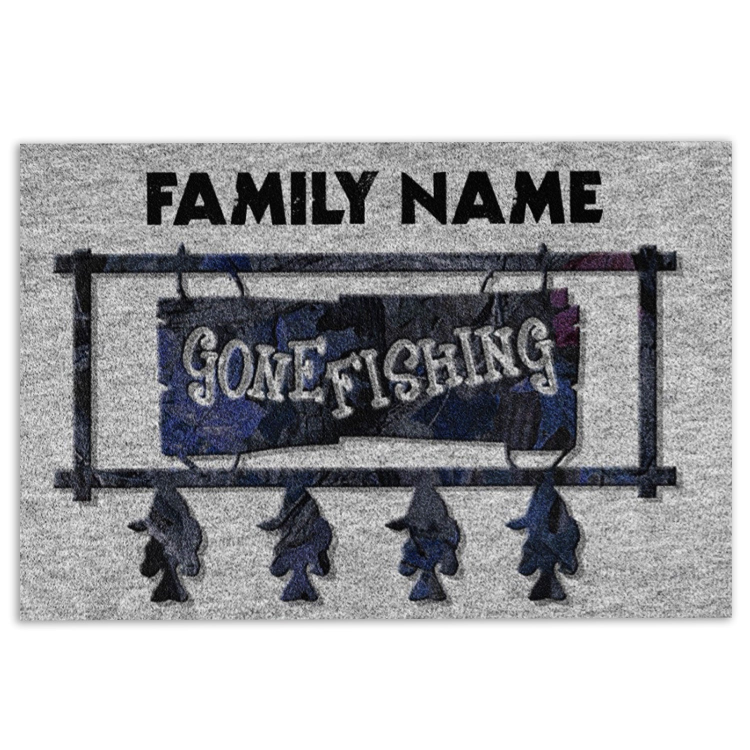 Ohaprints-Doormat-Outdoor-Indoor-Fishing-Gone-Fishing-Fisherman-Custom-Personalized-Name-Rubber-Door-Mat-738-18'' x 30''