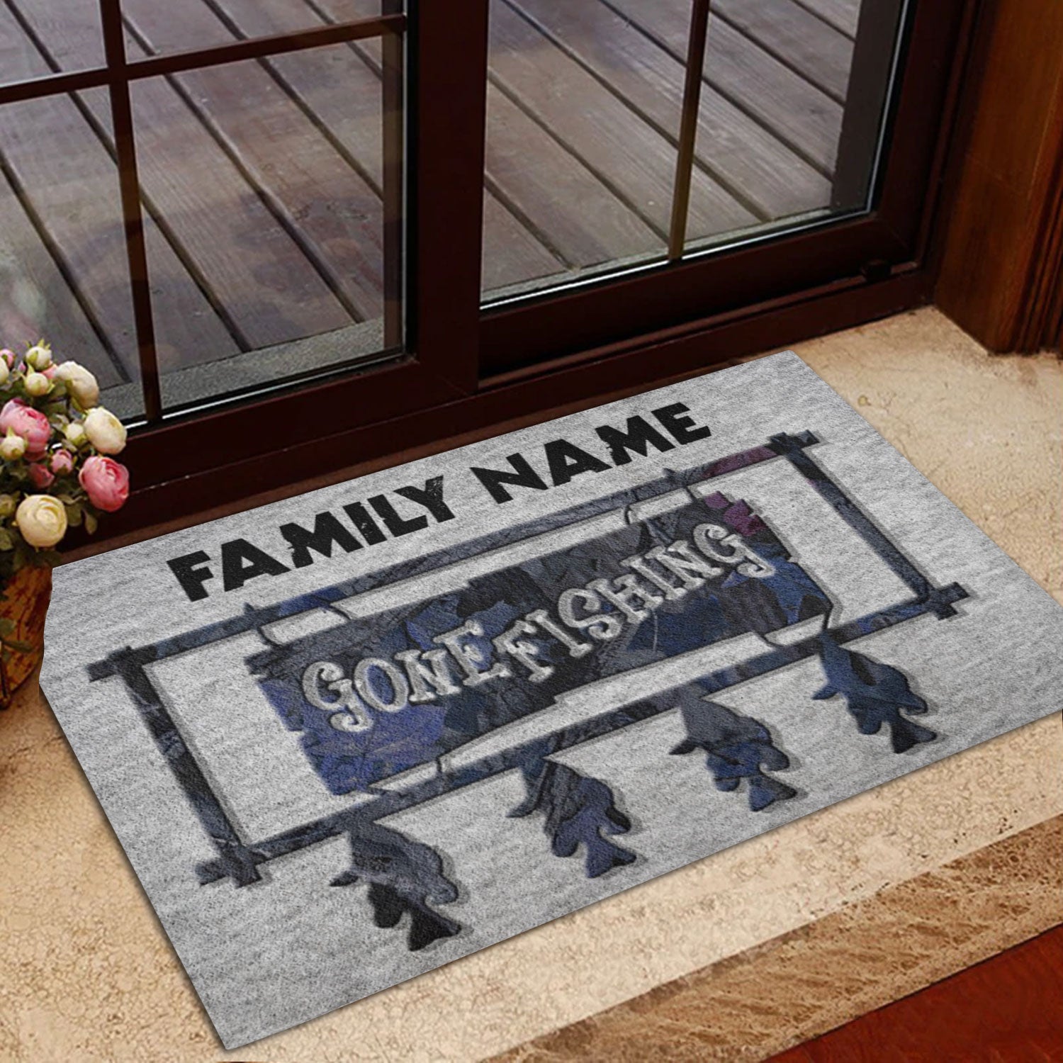 Ohaprints-Doormat-Outdoor-Indoor-Fishing-Gone-Fishing-Fisherman-Custom-Personalized-Name-Rubber-Door-Mat-738-