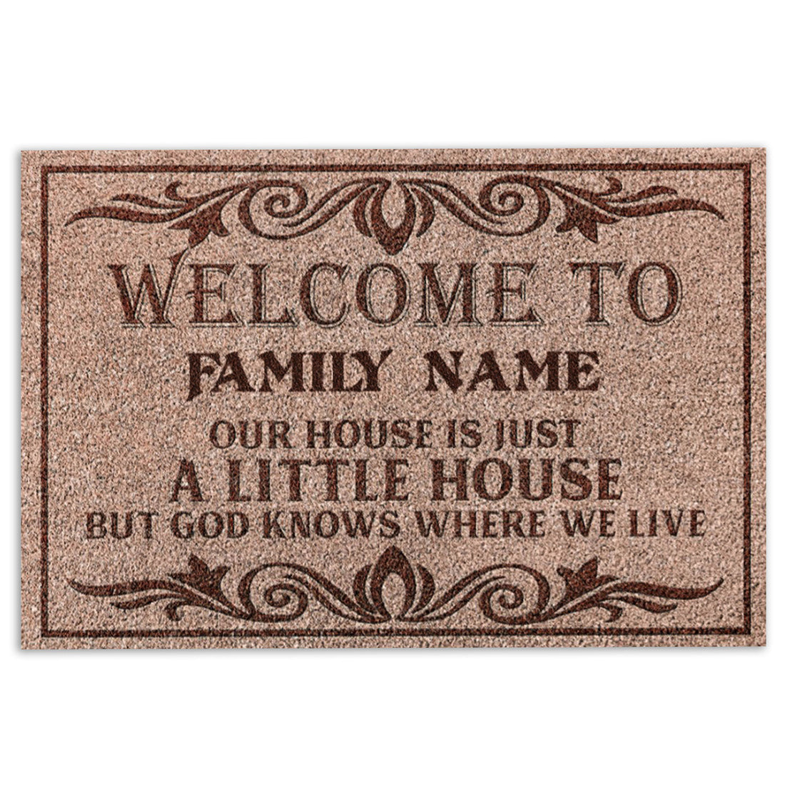 Ohaprints-Doormat-Outdoor-Indoor-God-Family-Welcome-To-Our-House-Custom-Personalized-Name-Rubber-Door-Mat-739-18'' x 30''