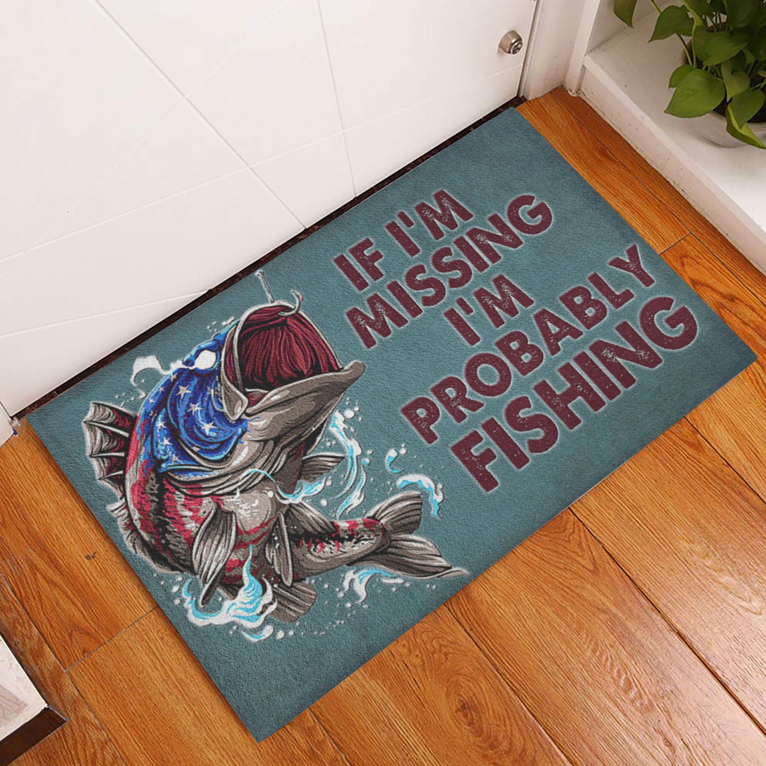 Ohaprints-Doormat-Outdoor-Indoor-Fishing-If-I'M-Missing-I'M-Probably-Fishing-Fisherman-Rubber-Door-Mat-741-