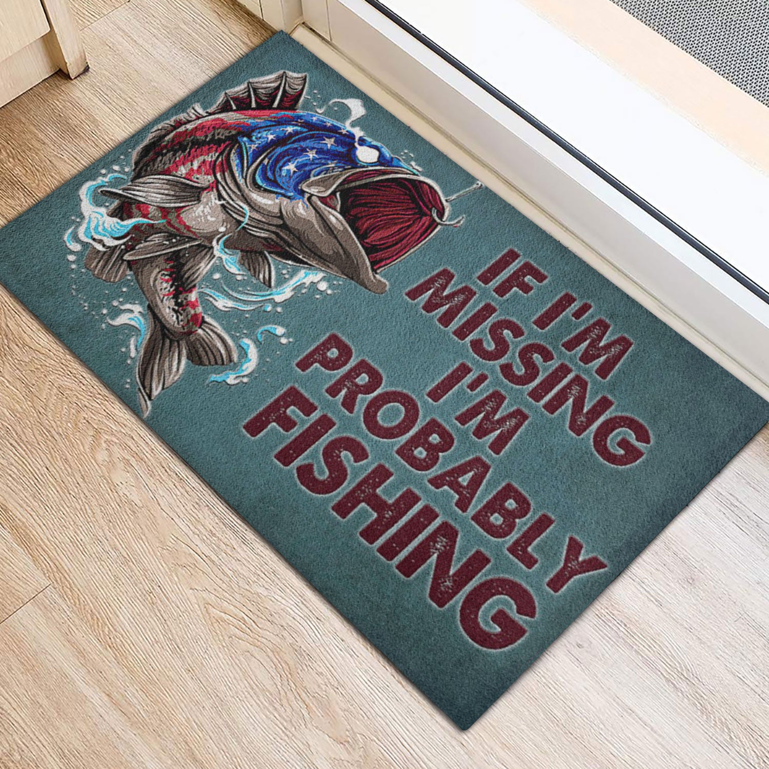 Ohaprints-Doormat-Outdoor-Indoor-Fishing-If-I'M-Missing-I'M-Probably-Fishing-Fisherman-Rubber-Door-Mat-741-