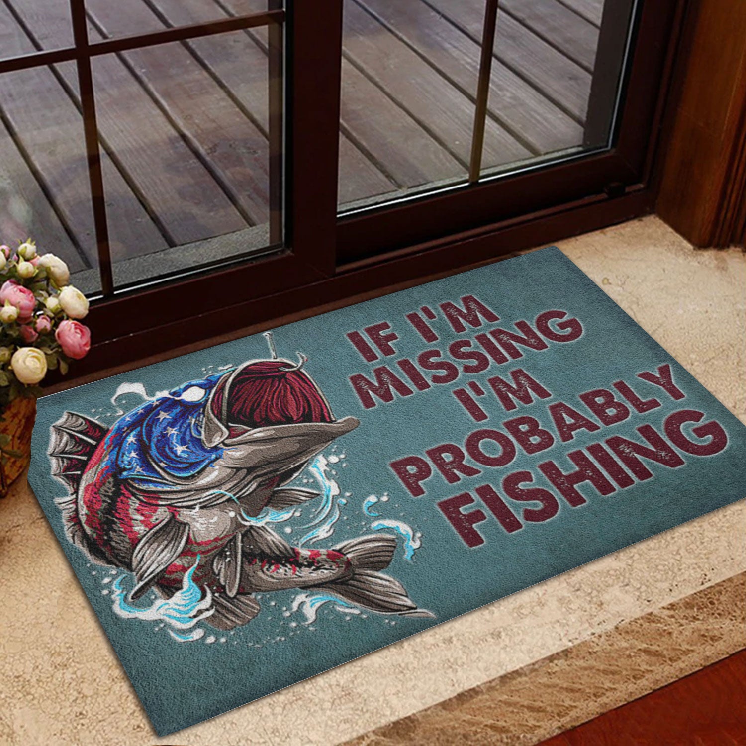 Ohaprints-Doormat-Outdoor-Indoor-Fishing-If-I'M-Missing-I'M-Probably-Fishing-Fisherman-Rubber-Door-Mat-741-