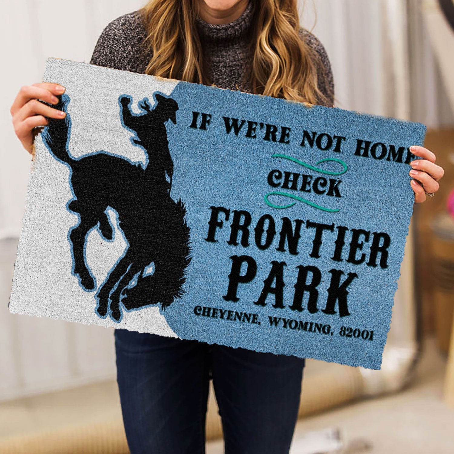 Ohaprints-Doormat-Outdoor-Indoor-Cowboy-Cowgirl-Check-Frontier-Park-Custom-Personalized-Name-Rubber-Door-Mat-743-