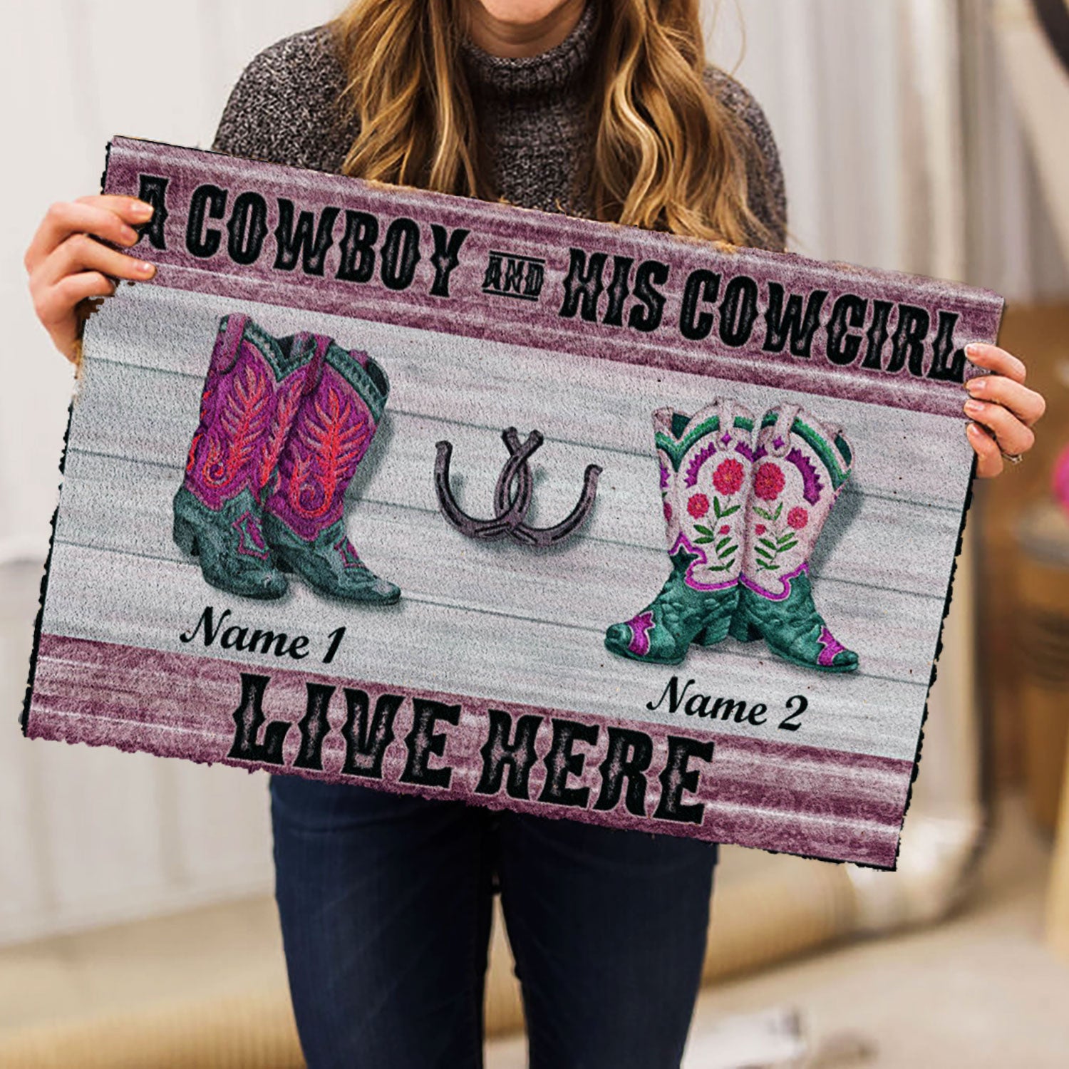 Ohaprints-Doormat-Outdoor-Indoor-A-Cow-Boy-And-His-Cowgirl-Live-Here-Custom-Personalized-Name-Rubber-Door-Mat-747-