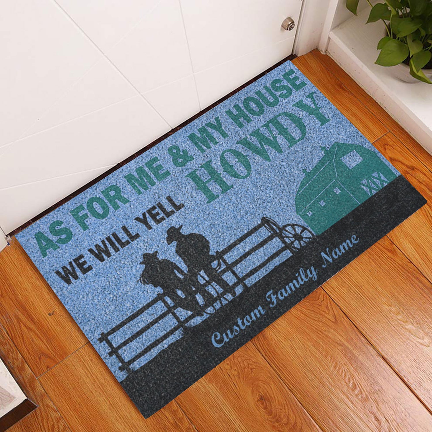 Ohaprints-Doormat-Outdoor-Indoor-Couple-Cowboycowgirl-We-Will-Yell-Howdy-Custom-Personalized-Name-Rubber-Door-Mat-758-