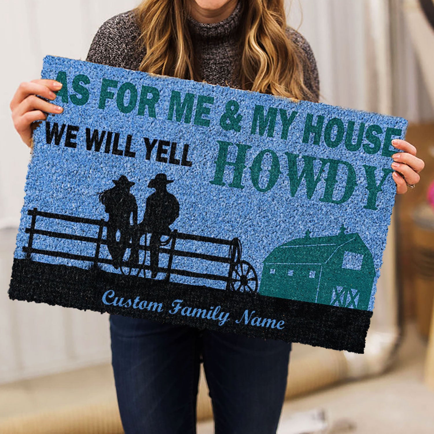 Ohaprints-Doormat-Outdoor-Indoor-Couple-Cowboycowgirl-We-Will-Yell-Howdy-Custom-Personalized-Name-Rubber-Door-Mat-758-