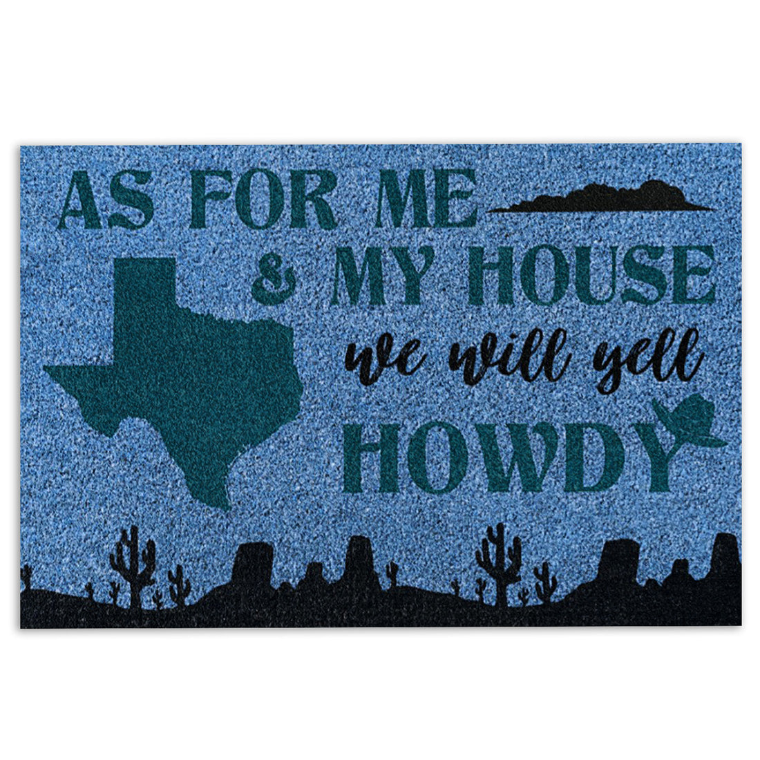 Ohaprints-Doormat-Outdoor-Indoor-Cowboy-Cowgirl-Texas-As-For-Me-And-My-Hous-We-Will-Yell-Howdy-Rubber-Door-Mat-761-18'' x 30''