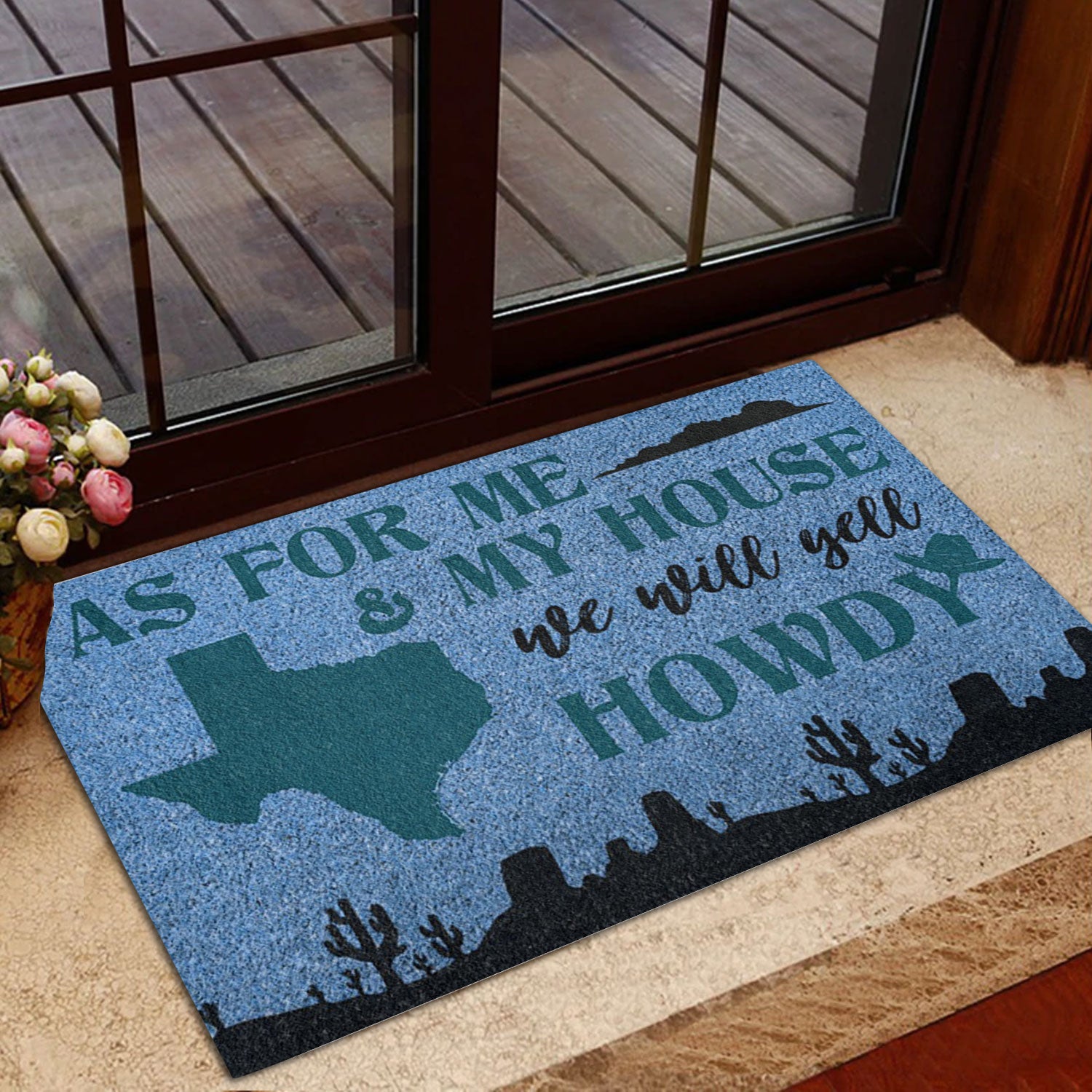 Ohaprints-Doormat-Outdoor-Indoor-Cowboy-Cowgirl-Texas-As-For-Me-And-My-Hous-We-Will-Yell-Howdy-Rubber-Door-Mat-761-