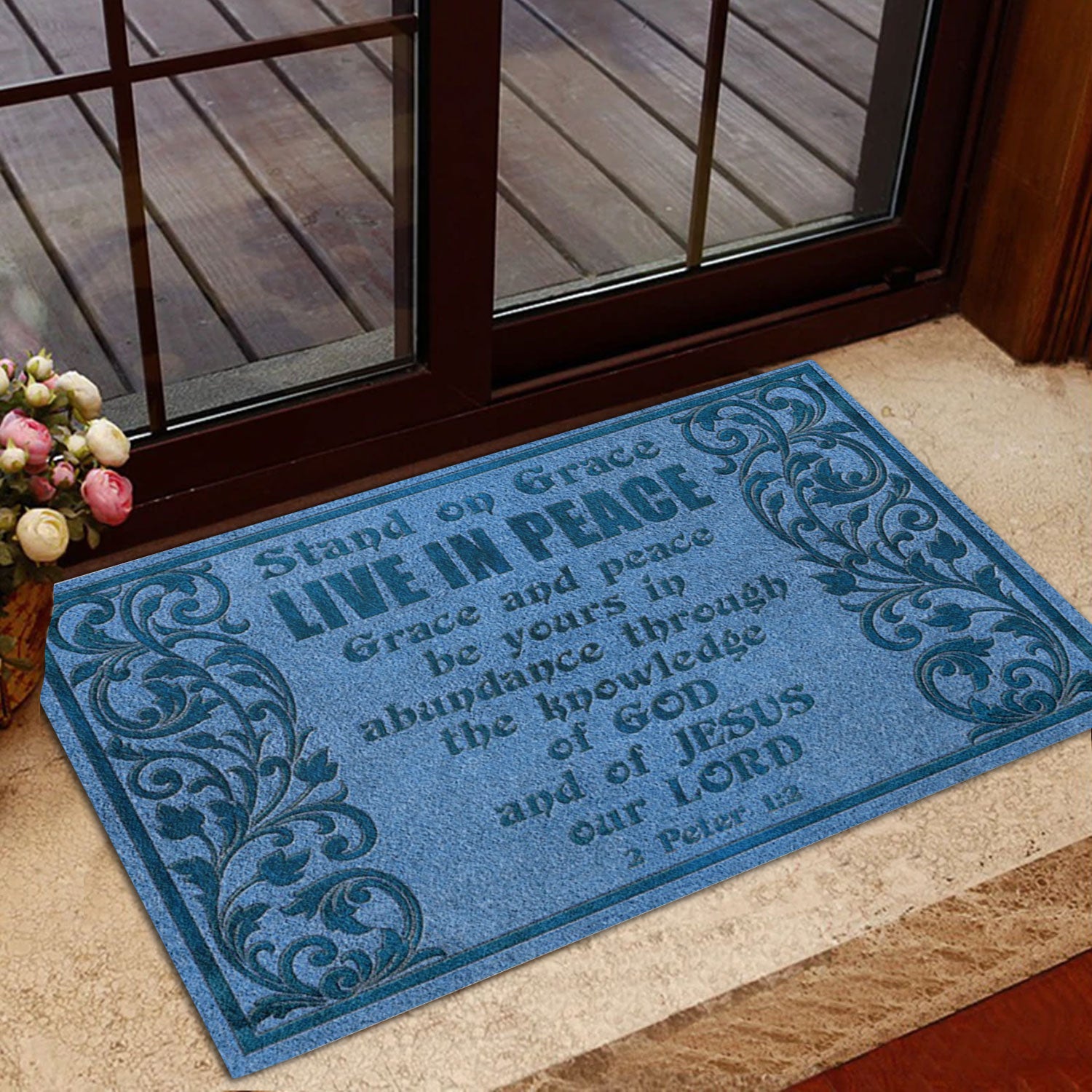 Ohaprints-Doormat-Outdoor-Indoor-God-Family-Stand-On-Grace-Live-In-Peace-Rubber-Door-Mat-764-