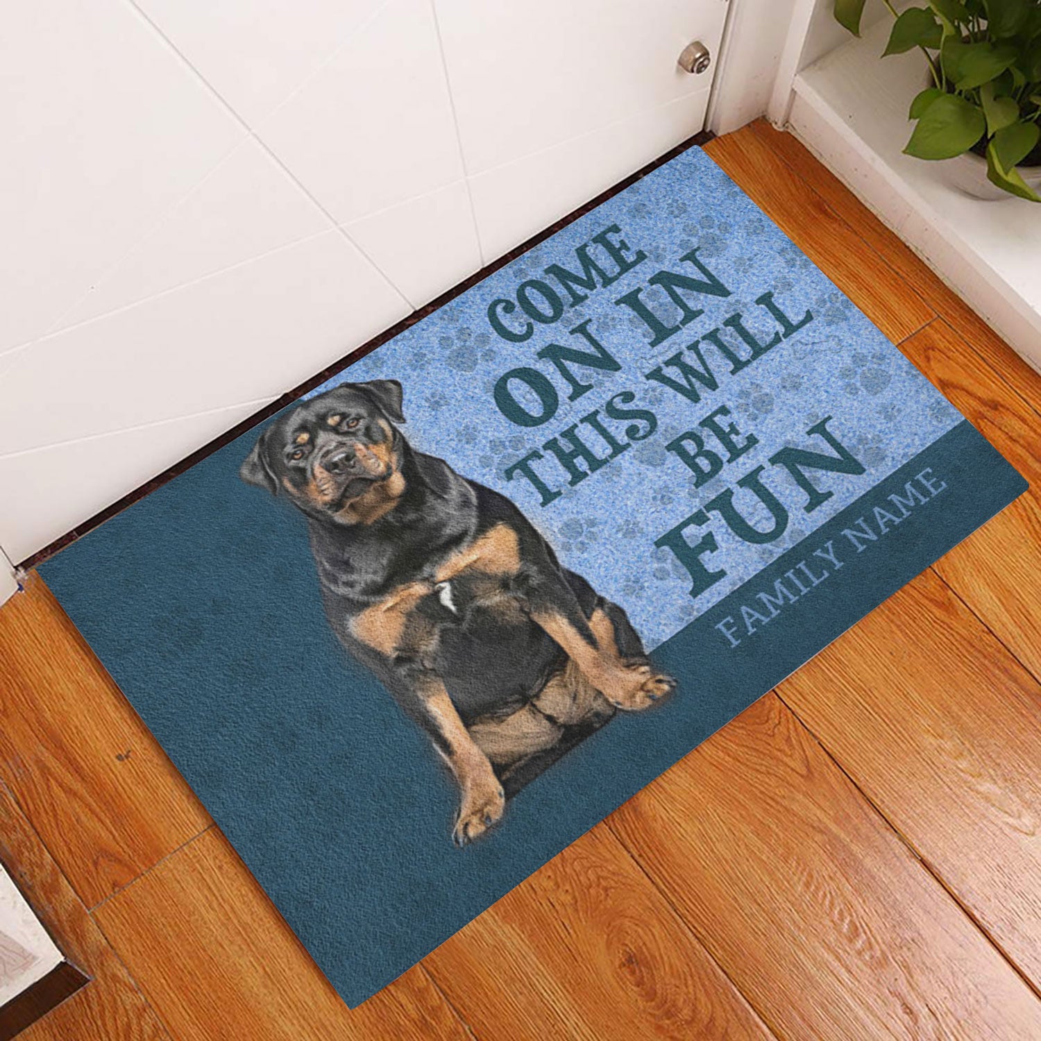 Ohaprints-Doormat-Outdoor-Indoor-Rottweiler-Come-On-In-This-Will-Be-Fun-Custom-Personalized-Name-Rubber-Door-Mat-778-