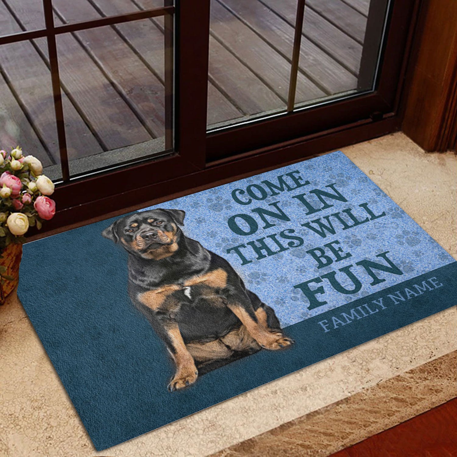 Ohaprints-Doormat-Outdoor-Indoor-Rottweiler-Come-On-In-This-Will-Be-Fun-Custom-Personalized-Name-Rubber-Door-Mat-778-