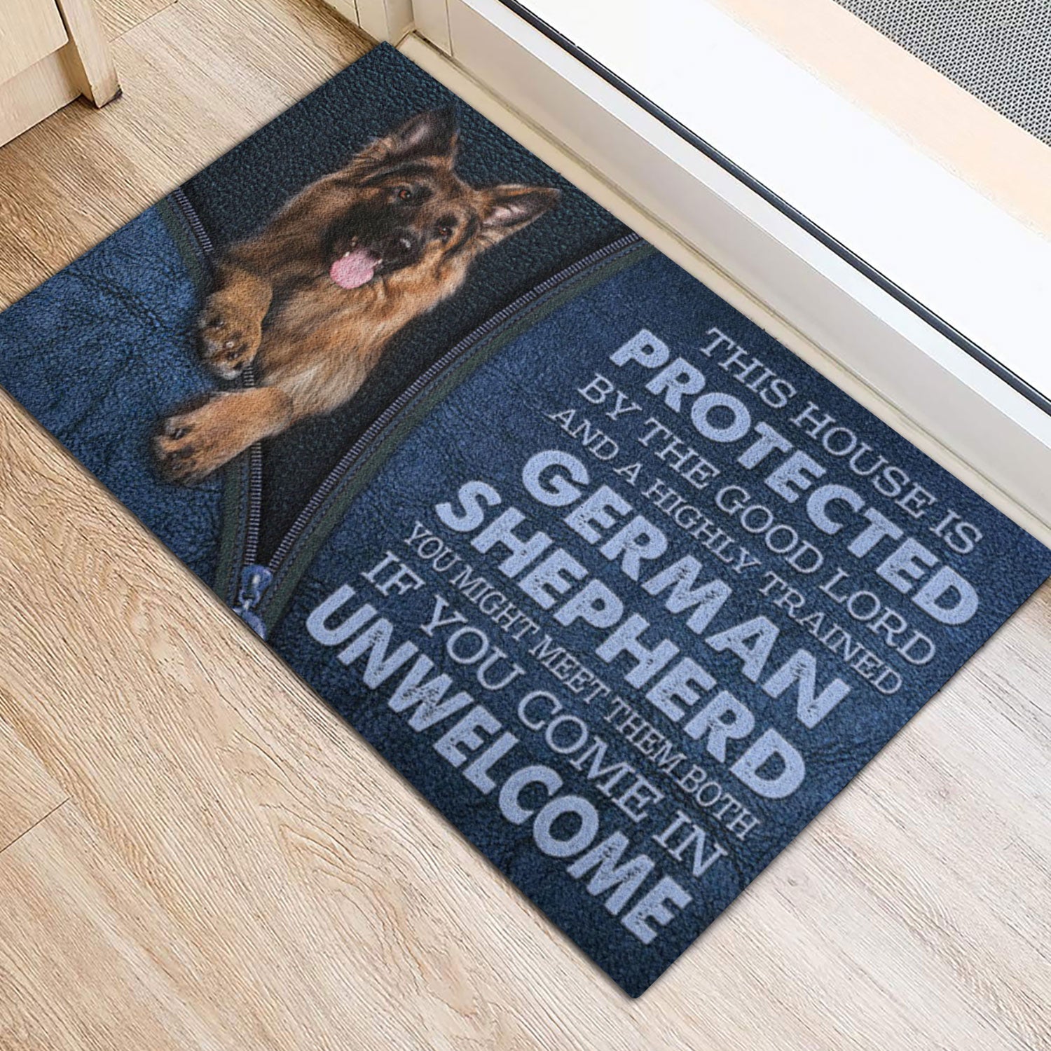 Ohaprints-Doormat-Outdoor-Indoor-German-Shepherd-Dog-This-House-Is-Protected-By-The-God-Lord-Rubber-Door-Mat-779-