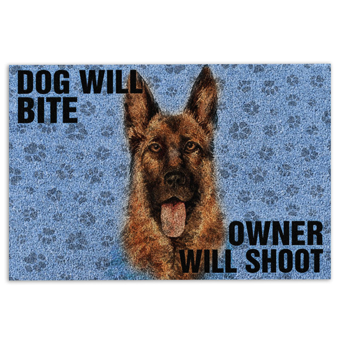 Ohaprints-Doormat-Outdoor-Indoor-German-Shepherd-Dog-Will-Bite-Owner-Will-Shoot-Rubber-Door-Mat-783-18'' x 30''