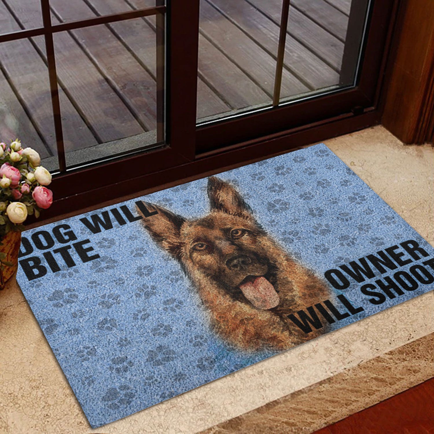 Ohaprints-Doormat-Outdoor-Indoor-German-Shepherd-Dog-Will-Bite-Owner-Will-Shoot-Rubber-Door-Mat-783-