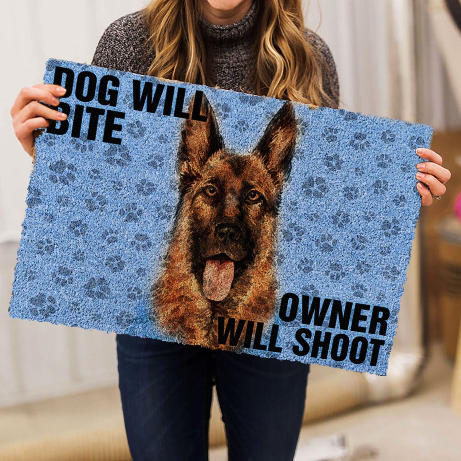 Ohaprints-Doormat-Outdoor-Indoor-German-Shepherd-Dog-Will-Bite-Owner-Will-Shoot-Rubber-Door-Mat-783-