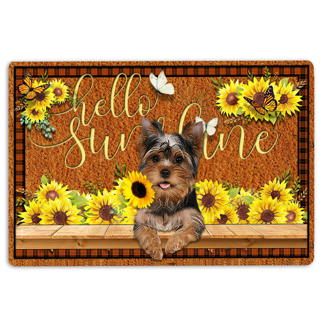 Ohaprints-Doormat-Outdoor-Indoor-Yorkshire-Terrier-Yorkie-Shorkie-Dog-Hello-Sunflower-Rubber-Door-Mat-1778-18'' x 30''